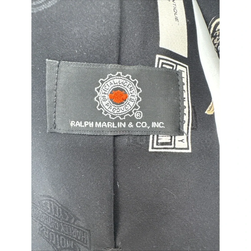 Vtg Ralph Marlin Mens Tie 1994 Harley Davidson Antiques USA